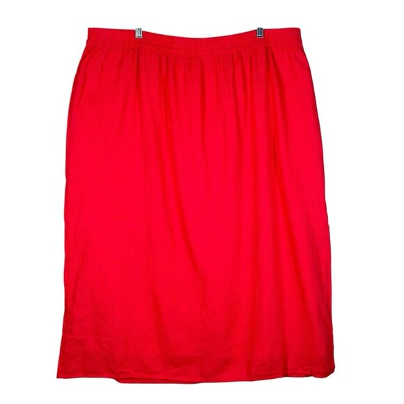 Gap Linen Blend Midi Skirt Women XXL Slipper Red Pull On Side Slit Washable - Picture 2 of 13